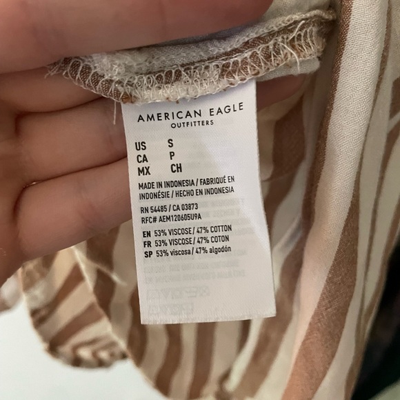 American Eagle Go Big Beach Shirt, Oversized Stripe Button Up - Picture 3 of 3